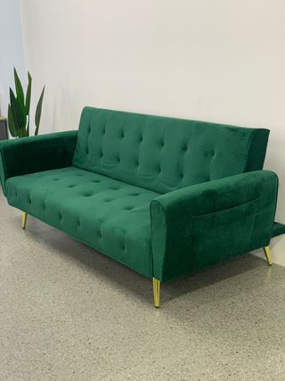 sofá cama verde reclinable - producto nuevo!