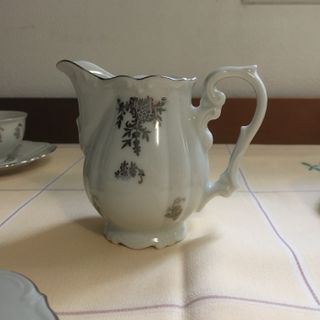 Set caffé vintage porcellana bianca e argento