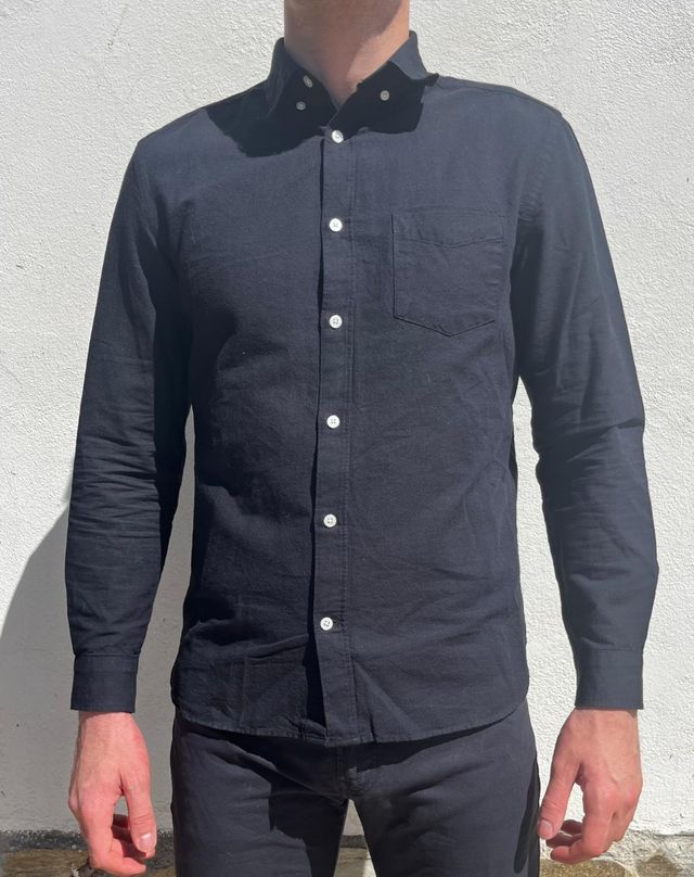 Camisa lisa azul marino HYM