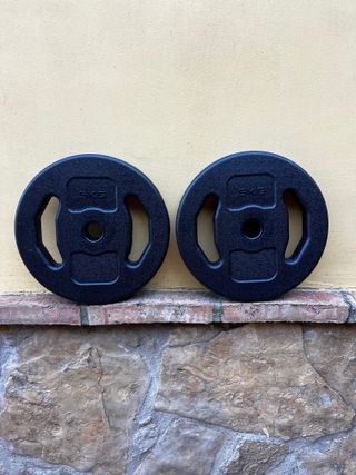 2 Pesas 5 kilos gimnasio barra discos