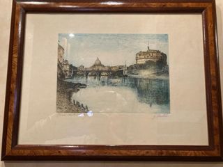 Set 4 Acqueforti Acquerellate di G. Bartoli – Roma e Venezia - Cornice Inclusa