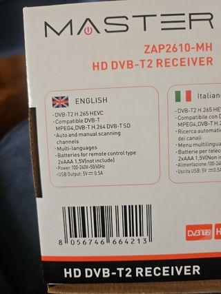 TDT DVB-T2 MASTER ZAP2610-MH