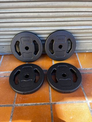 4 discos 5kg pesas gym para barra