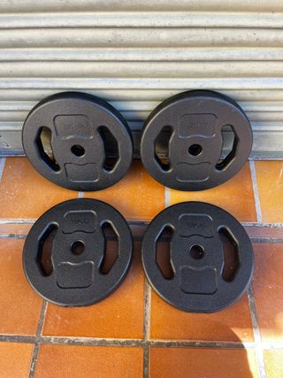 4 discos 5kg pesas gym para barra