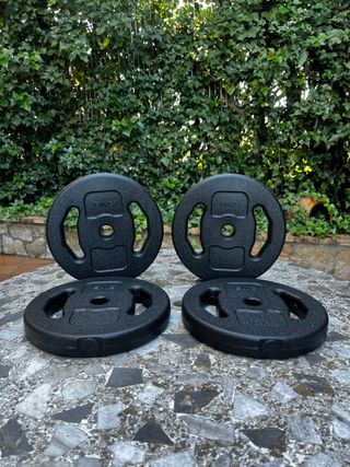 4 pesas 5kg gym barra 30mm discos gimnasio casa