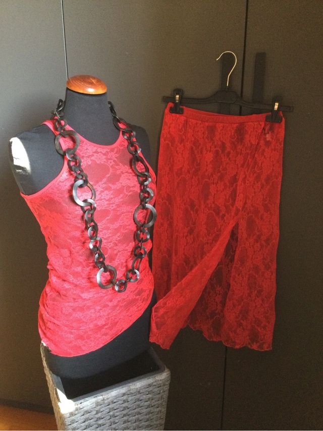 Y2k top e gonna da tango in pizzo rosso