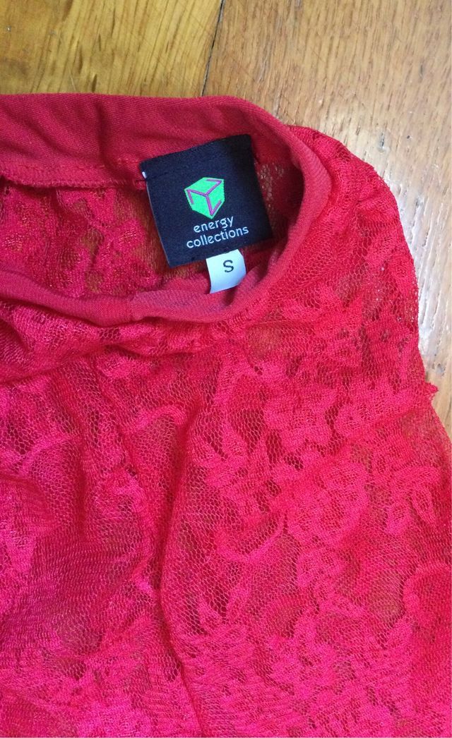 Y2k top e gonna da tango in pizzo rosso