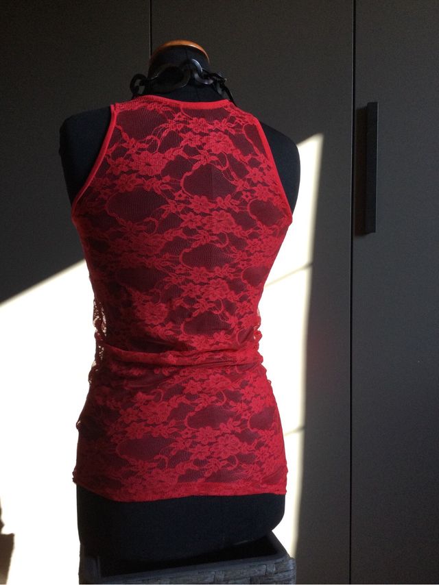 Y2k top e gonna da tango in pizzo rosso