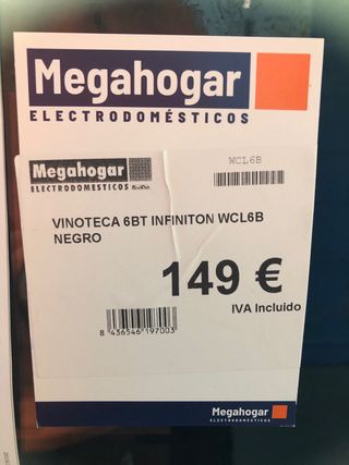 Vinoteca Compacta  6 Botellas 20L Touch Control