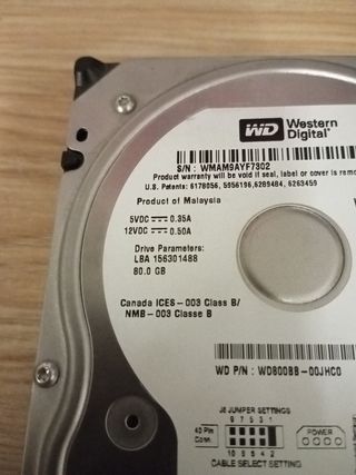 Hard Disk Western Digital 80GB