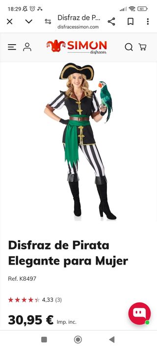 Disfraz pirata mujer