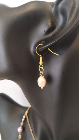 Conjunto collar y pendientes perla