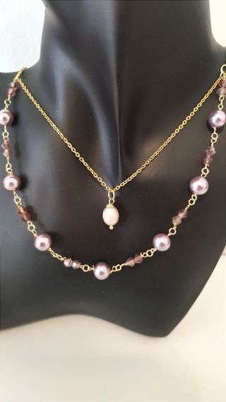 Conjunto collar y pendientes perla