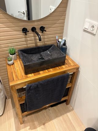Mueble de baño con piedra lavabo