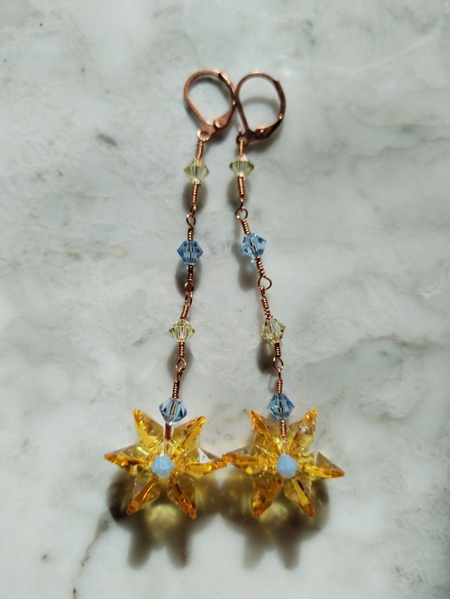 Pendientes Swarovski girasol amarillo 