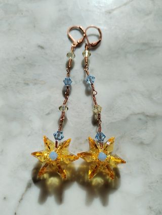 Pendientes Swarovski girasol amarillo 