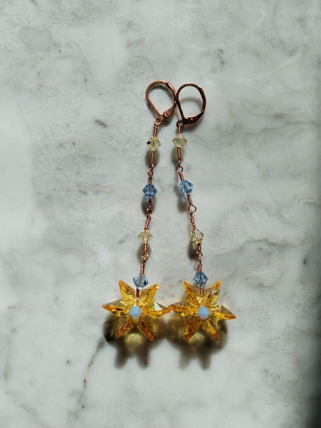 Pendientes Swarovski girasol amarillo 