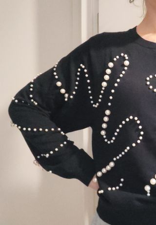 Jersei azul con abalorios