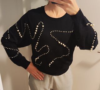 Jersei azul con abalorios