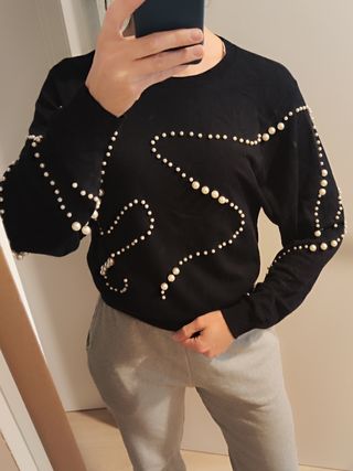 Jersei azul con abalorios