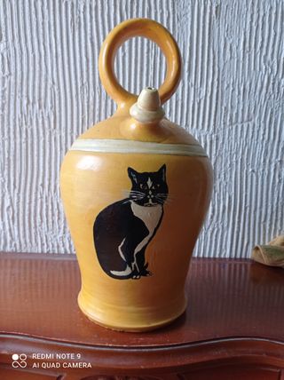 Botijo gato pintado a mano en pintura acrilica