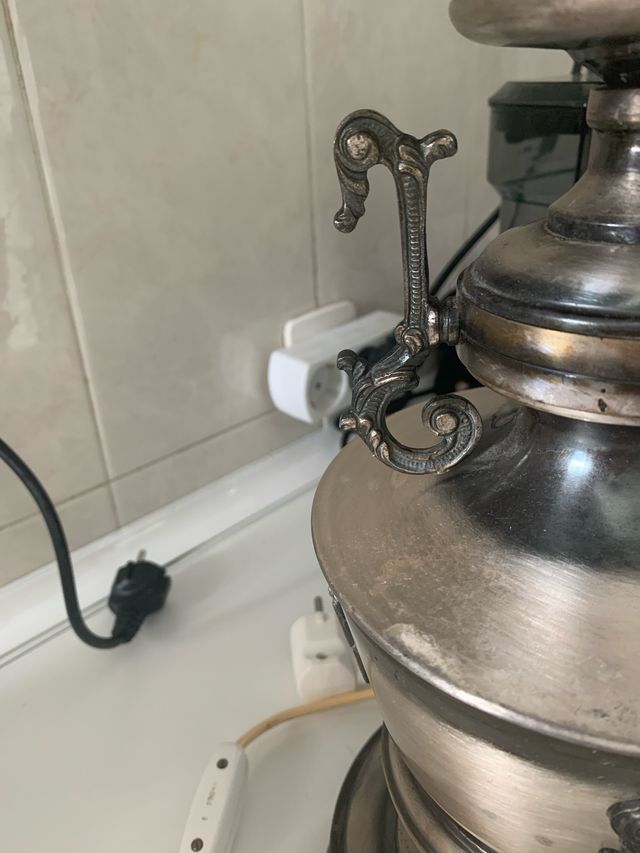 Lámpara quinqué metal de mesa circa 70