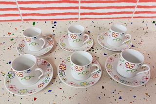 Juego café porcelana 6 servicios Vintage, Nuevo