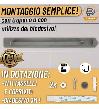 Porta asciugamani Inox bagno adesivo