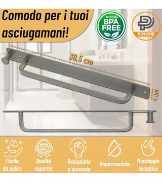 Porta asciugamani Inox bagno adesivo