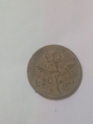 20 lire del 1957 errore di conio