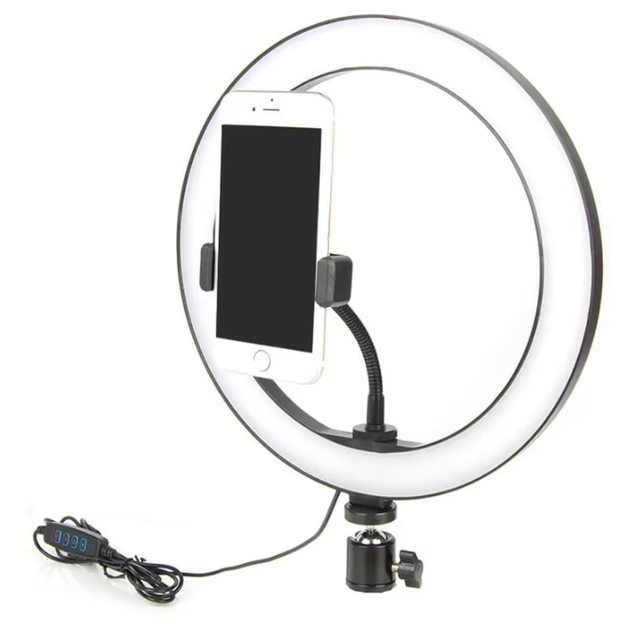Anello luminoso a LED da 10 pollici con supporto per cellulare