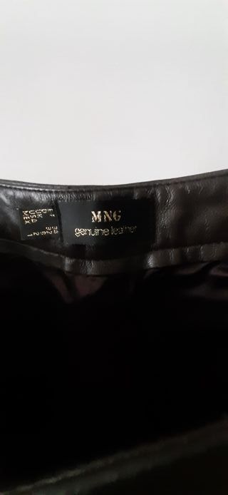 Pantalon de piel auténtica marrón chocolate 34