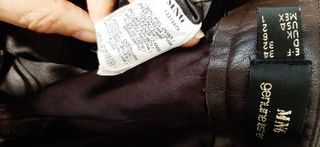 Pantalon de piel auténtica marrón chocolate 34