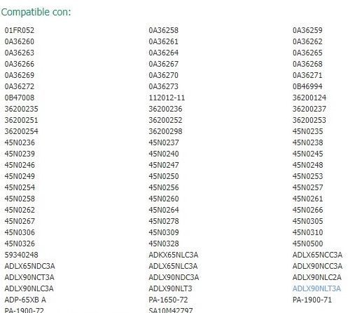 Lenovo Cargador Original adlx90nlt3a 20V 4.5A