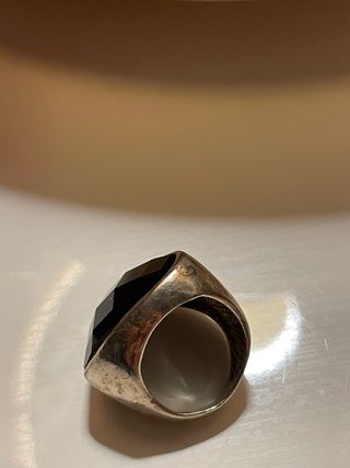 Anillo devtous plata  corazon negro onix tous