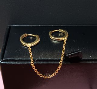 Doble hoop cadena plata y circonitas