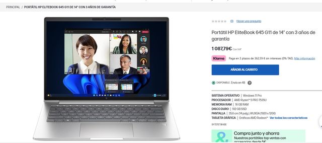 PORTATIL HP- EliteBook 645 14" G11 NOTEBOOK