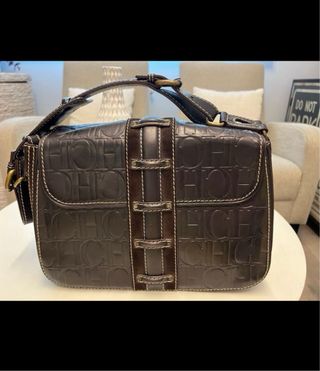 Bolso marrón chocolate de piel. Carolina Herrera