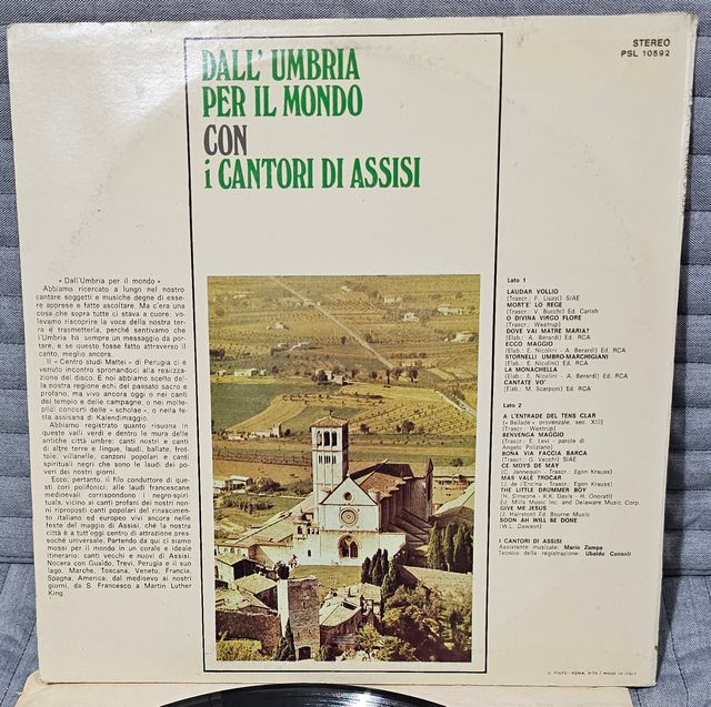 LP 33 giri Dall'Umbria per il mondo con i cantori