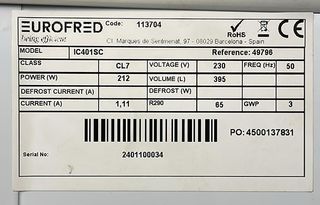 CONGELADOR ARCÓN IC401SC - EUROFRED
