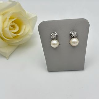 Pendientes de oro 18kt con diamantes y perlas