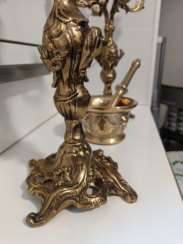Candelabros y Almidez Bronce años 70.
