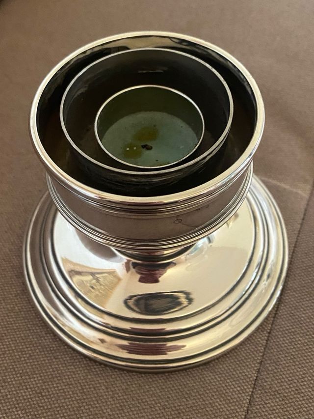 Portacandele Sambonet argento e acciaio