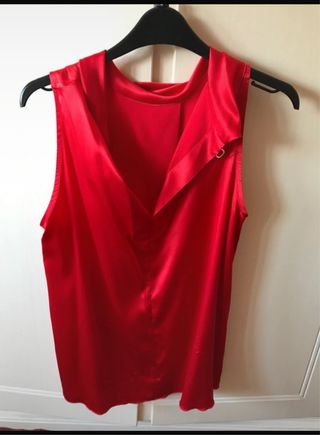 Top in seta aracio/rosso