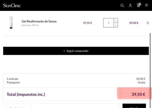 Gel reafirmante de senos de SkinClinic