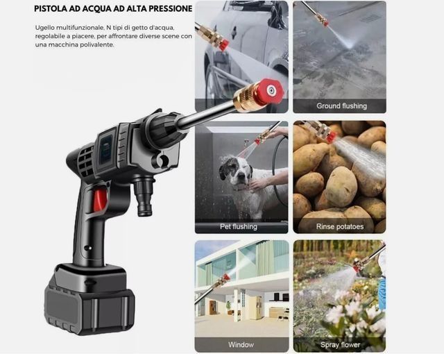 Idropulitrice Elettrica 2 Batteria Auto Giardino