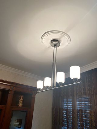 Lampara de techo 4 focos acero cristal