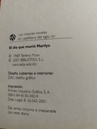 El día que murió Marilyn. Terenci Moix