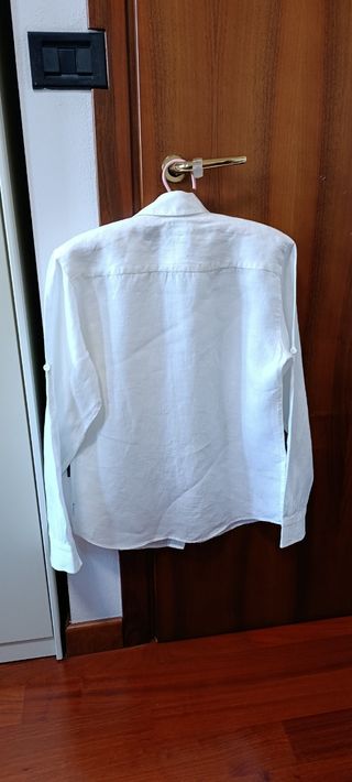 Camicia in lino bianco junior