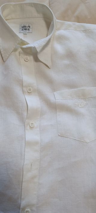 Camicia in lino bianco junior